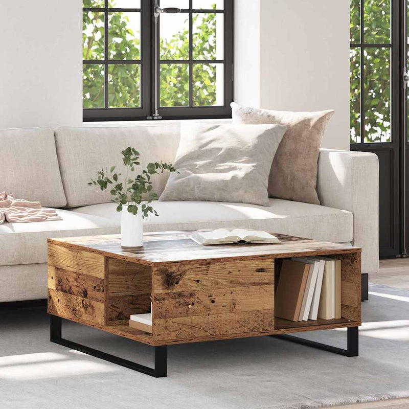 vidaXL Dohányzóasztal Régi fa 80 x 80 x 36.5 cm Faanyag