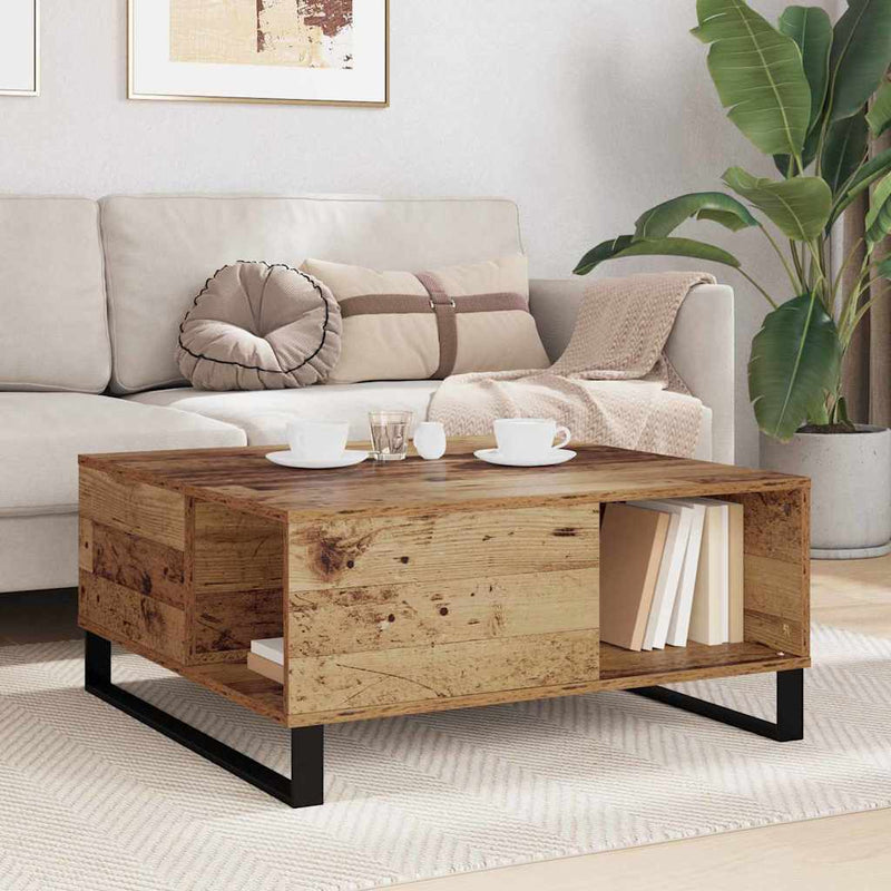 vidaXL Dohányzóasztal Régi fa 80 x 80 x 36.5 cm Faanyag