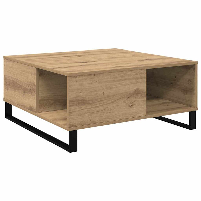 vidaXL Dohányzóasztal kézműves tölgy 80 x 80 x 36.5 cm Faanyag