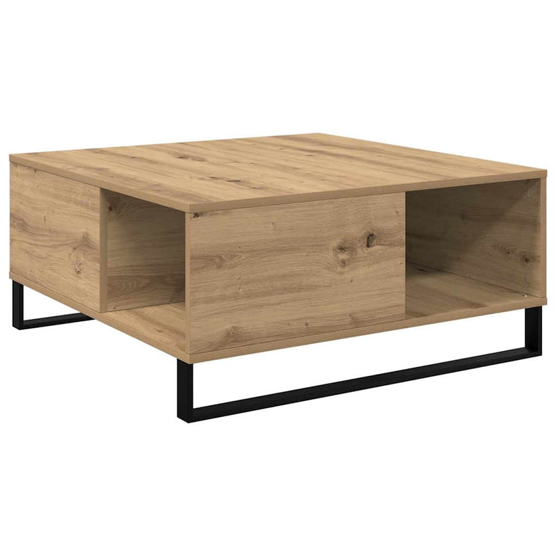 vidaXL Dohányzóasztal kézműves tölgy 80 x 80 x 36.5 cm Faanyag
