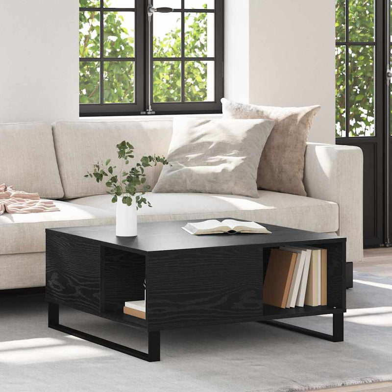 vidaXL Dohányzóasztal Musta tammi 80 x 80 x 36.5 cm Faanyag