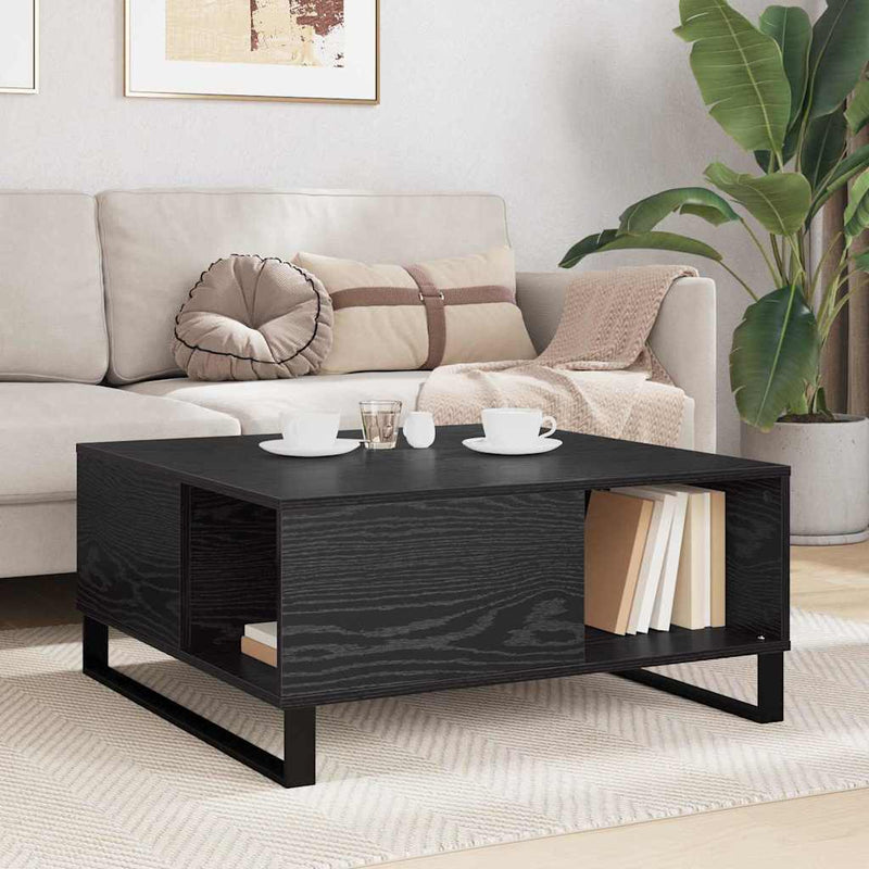 vidaXL Dohányzóasztal Musta tammi 80 x 80 x 36.5 cm Faanyag