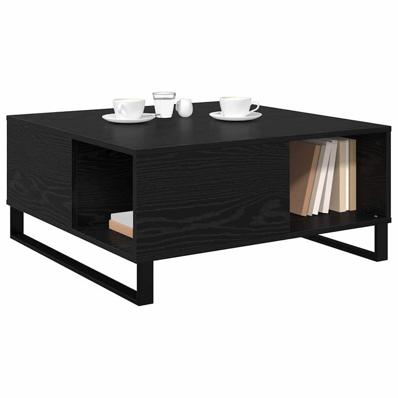vidaXL Dohányzóasztal Musta tammi 80 x 80 x 36.5 cm Faanyag