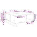 vidaXL Dohányzóasztal Fekete tölgy 80 x 80 x 36,5 cm Faanyag