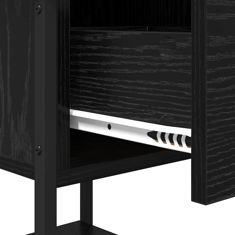 vidaXL Éjjeli asztal fiókkal Fekete tölgy 34 x 35,5 x 45 cm Faanyag