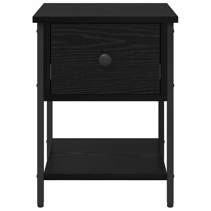 vidaXL Éjjeli asztal fiókkal Fekete tölgy 34 x 35,5 x 45 cm Faanyag