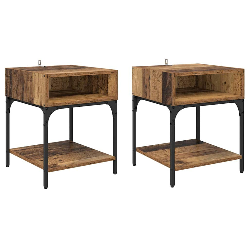 vidaXL Éjjeli asztal 2 pcs Régi fa 40 x 40 x 50 cm Faanyag