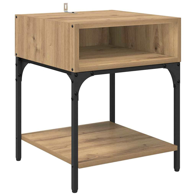 vidaXL Éjjeli asztal 2 pcs kézműves tölgy 40 x 40 x 50 cm Faanyag