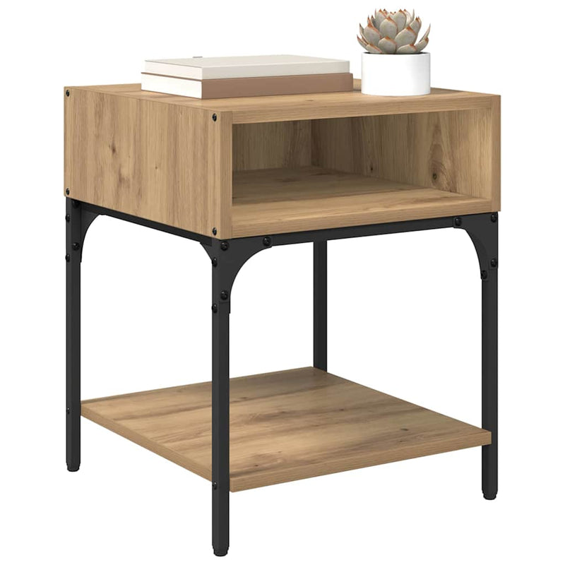 vidaXL Éjjeli asztal 2 pcs kézműves tölgy 40 x 40 x 50 cm Faanyag