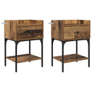 vidaXL Éjjeli asztal fiókkal 2 pcs Öreg fa 40 x 29 x 60 cm Faanyag