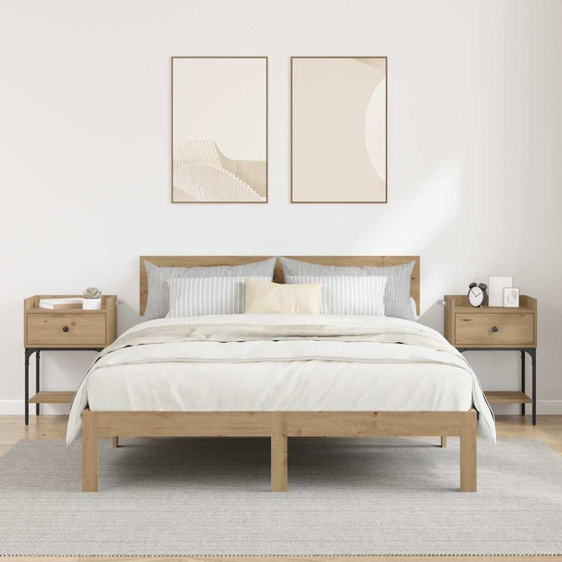 vidaXL Éjjeli asztal 2 pcs kézműves tölgy 40 x 29 x 60 cm Faanyag