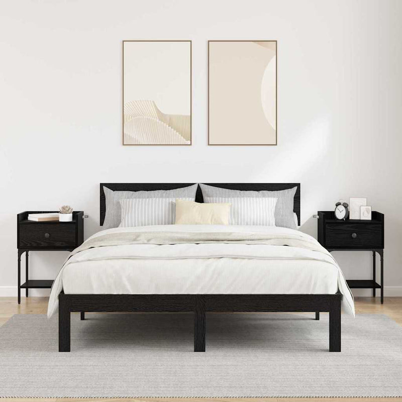 vidaXL Éjjeli asztal fiókkal 2 pcs Musta tammi 40 x 29 x 60 cm Faanyag