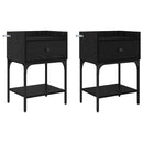 vidaXL Éjjeli asztal fiókkal 2 pcs Musta tammi 40 x 29 x 60 cm Faanyag