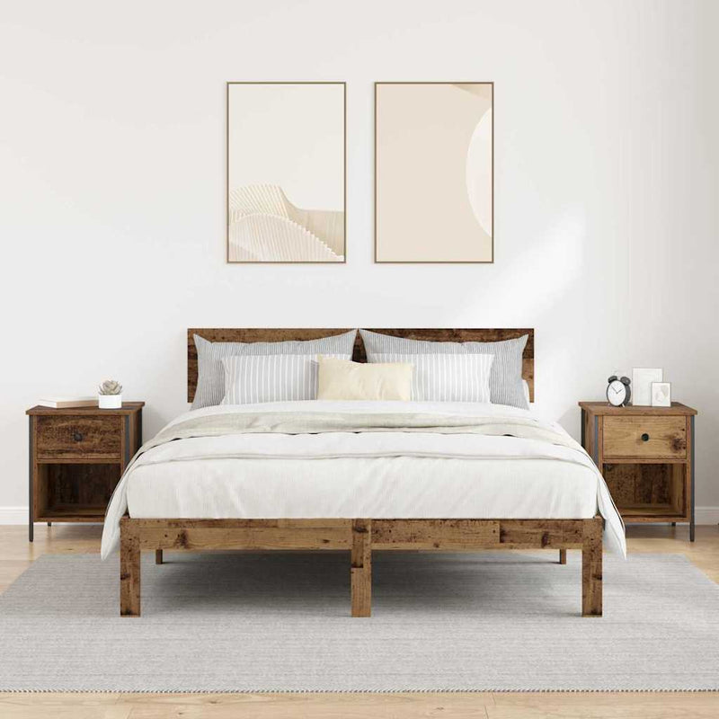 vidaXL Éjjeliszekrény fiókkal 2 pcs Régi fa 40 x 42 x 50 cm Faanyag