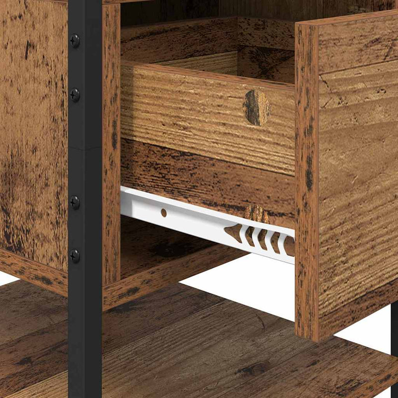 vidaXL Éjjeliszekrény fiókkal 2 pcs Régi fa 40 x 42 x 56 cm Faanyag