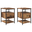 vidaXL Éjjeliszekrény fiókkal 2 pcs Öreg fa 40 x 42 x 56 cm Faanyag