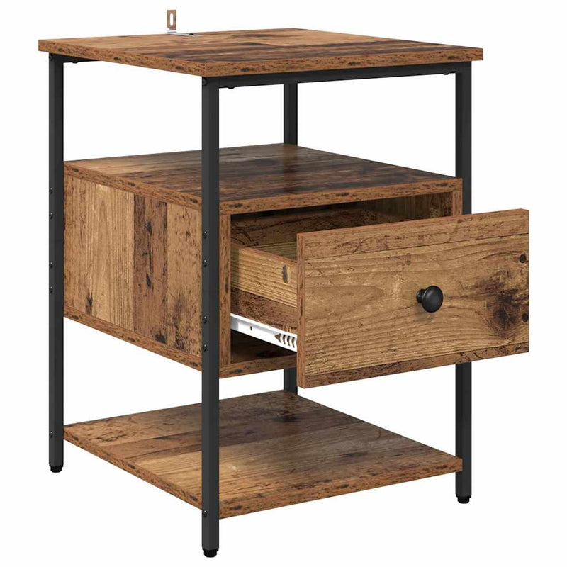 vidaXL Éjjeliszekrény fiókkal 2 pcs Régi fa 40 x 42 x 56 cm Faanyag