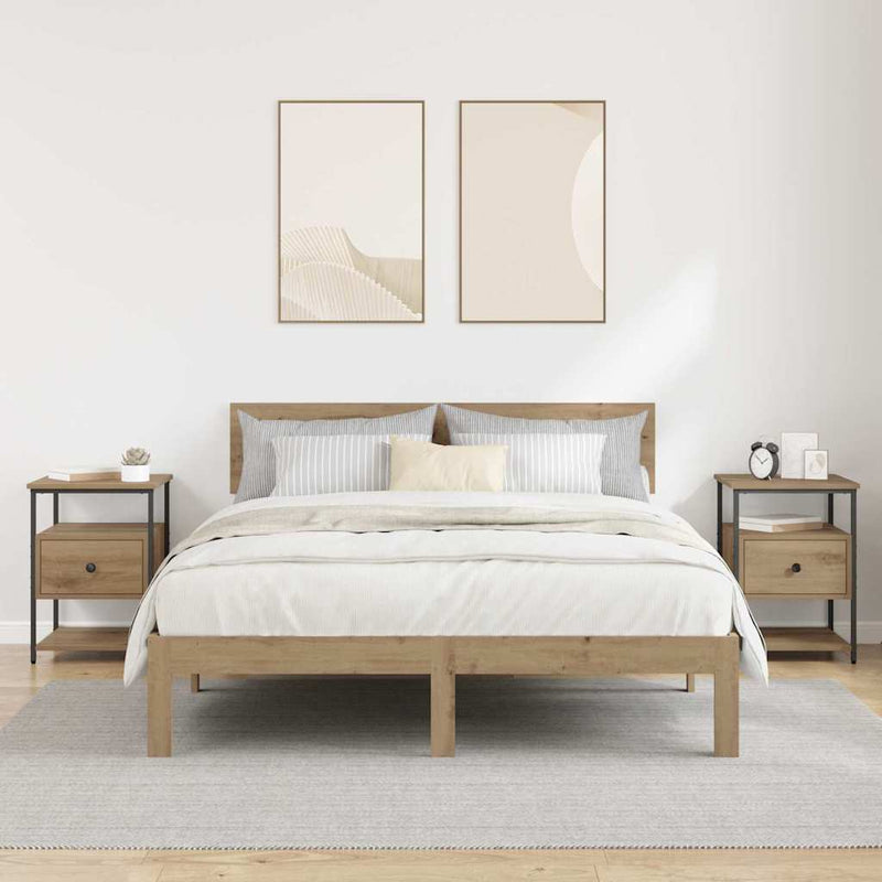 vidaXL Éjjeliszekrény 2 pcs kézműves tölgy 40 x 42 x 56 cm Faanyag