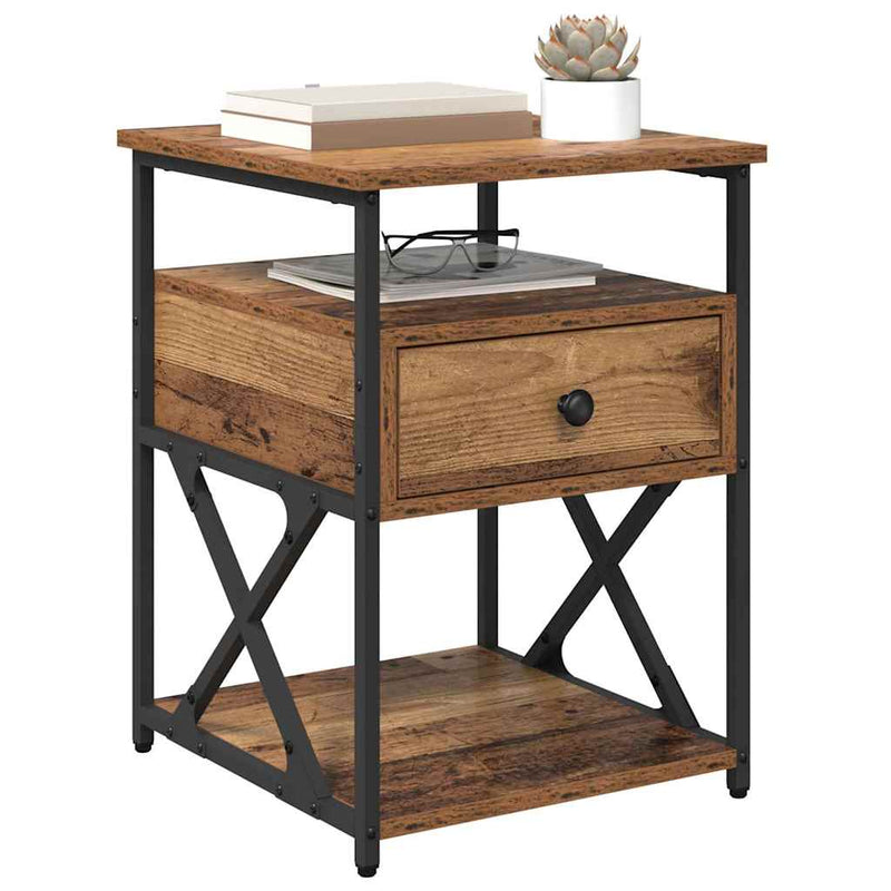 vidaXL Éjjeliszekrény fiókkal Régi fa 40 x 42 x 55 cm Faanyag