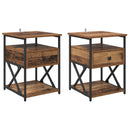 vidaXL Éjjeliszekrény fiókkal 2 pcs Öreg fa 40 x 42 x 55 cm Faanyag