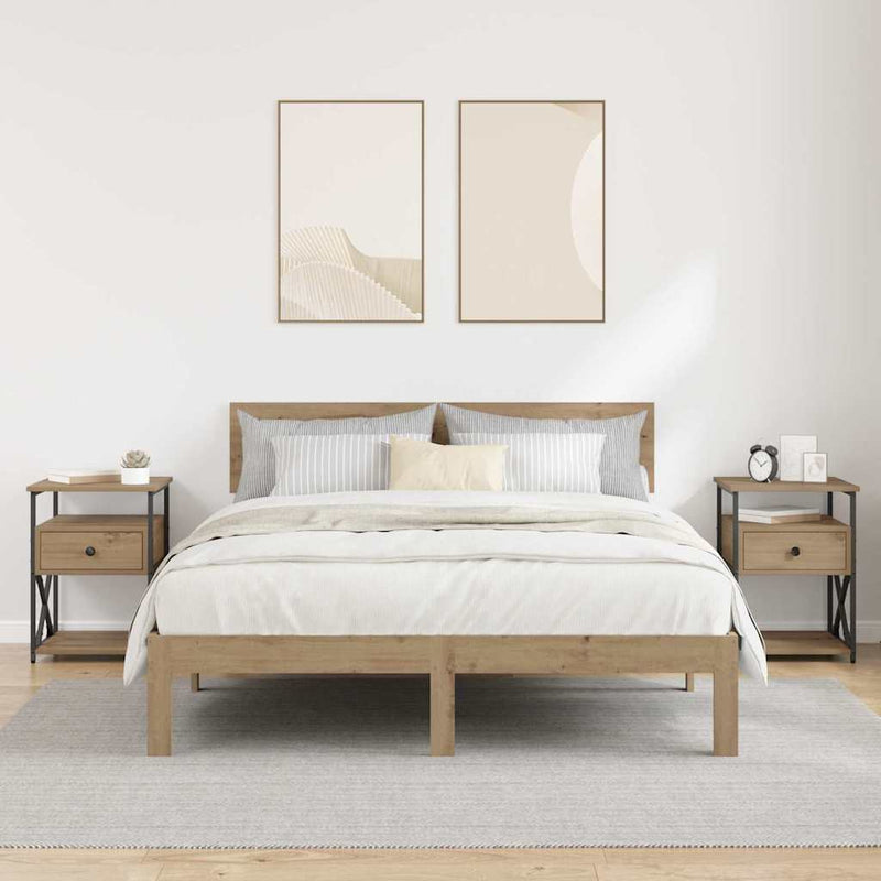 vidaXL Éjjeliszekrény 2 pcs kézműves tölgy 40 x 42 x 55 cm Faanyag