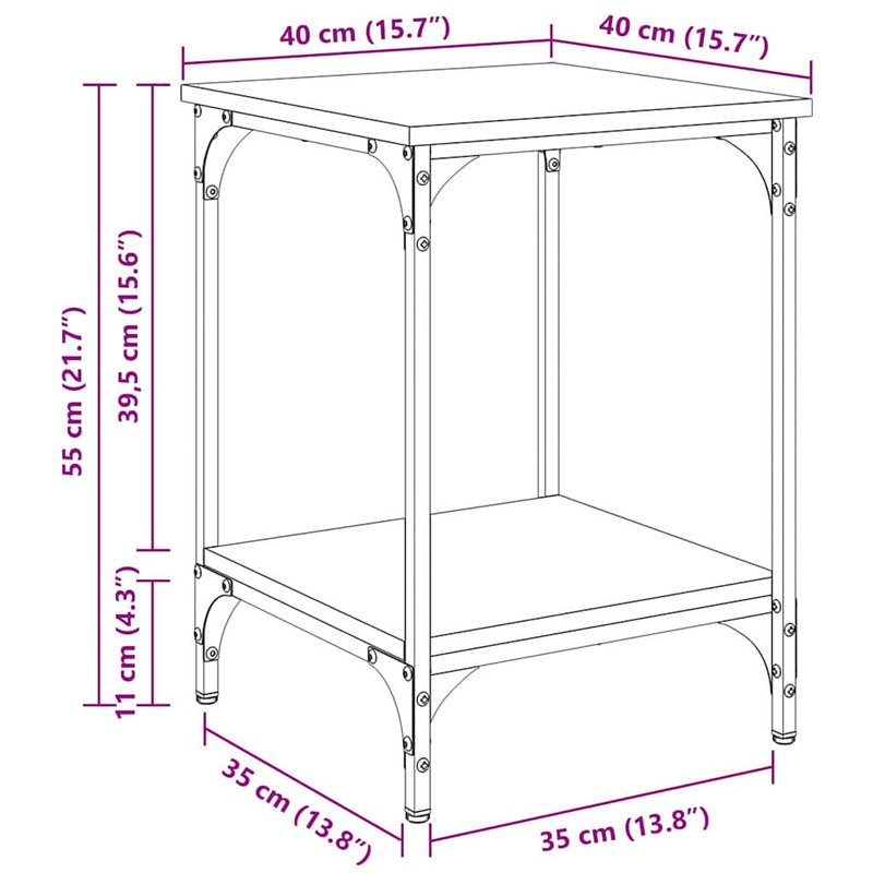vidaXL Dohányzóasztal Artisan tölgy 40 x 40 x 55 cm Faanyag