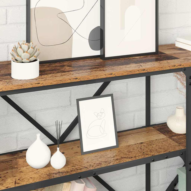 vidaXL Konzolasztal polcokkal Öreg fa 160 x 30 x 75 cm Faanyag