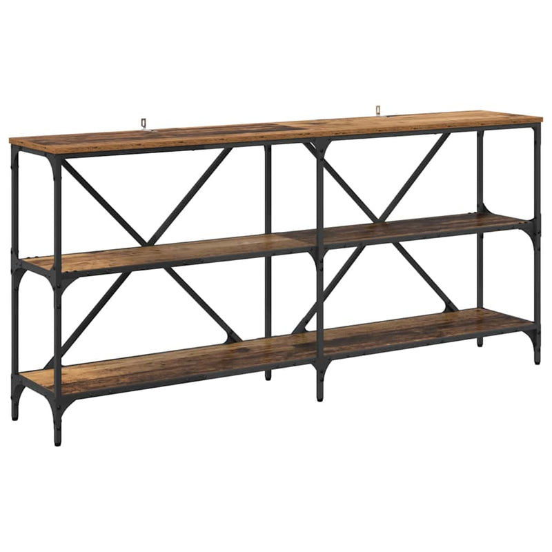 vidaXL Konzolasztal polcokkal Öreg fa 160 x 30 x 75 cm Faanyag