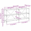 vidaXL Konzolasztal polcokkal Öreg fa 160 x 30 x 75 cm Faanyag