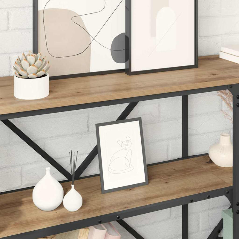 vidaXL Konzolasztal polcokkal Artisan tölgy 160 x 30 x 75 cm Faanyag