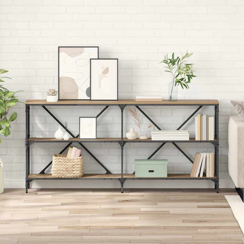 vidaXL Konzolasztal polcokkal Artisan tölgy 160 x 30 x 75 cm Faanyag