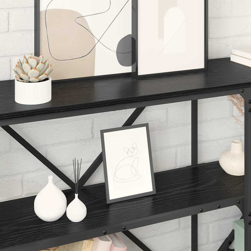 vidaXL Konzolasztal polcokkal Fekete tölgy 160 x 30 x 75 cm Faanyag