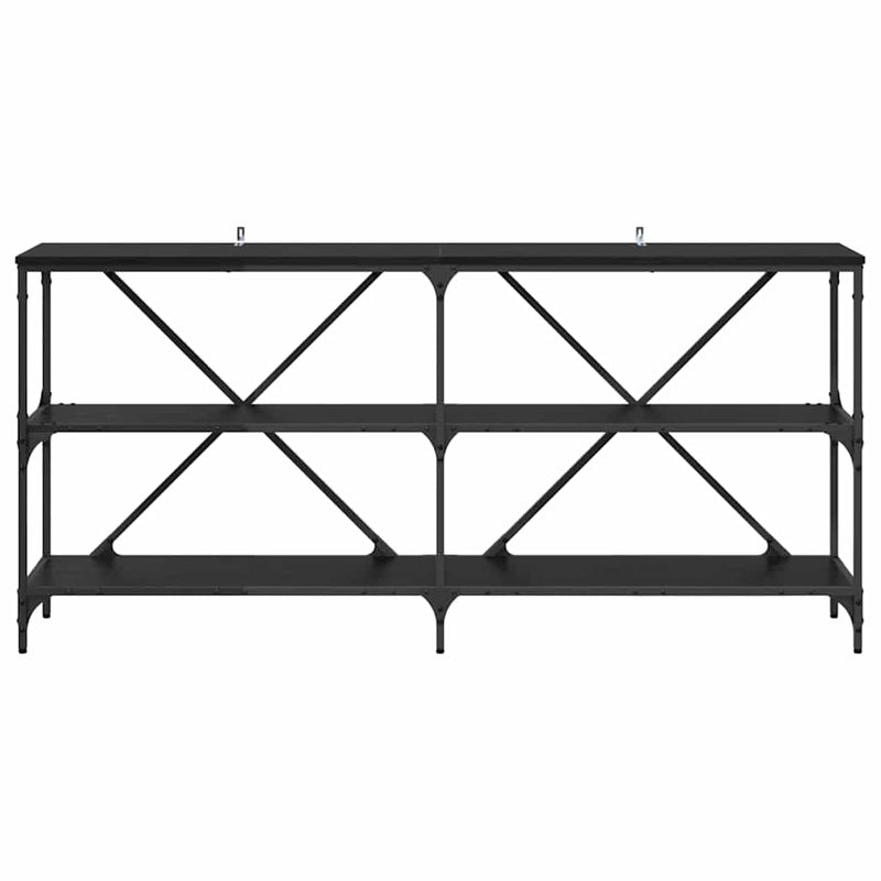 vidaXL Konzolasztal polcokkal Fekete tölgy 160 x 30 x 75 cm Faanyag