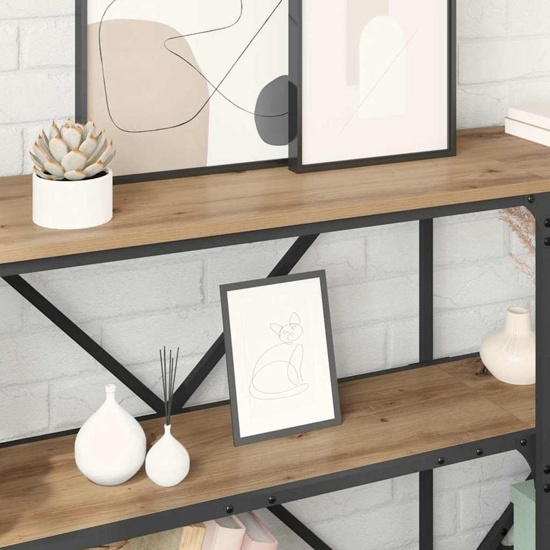 vidaXL Konzolasztal polcokkal Artisan tölgy 180 x 30 x 75 cm Faanyag