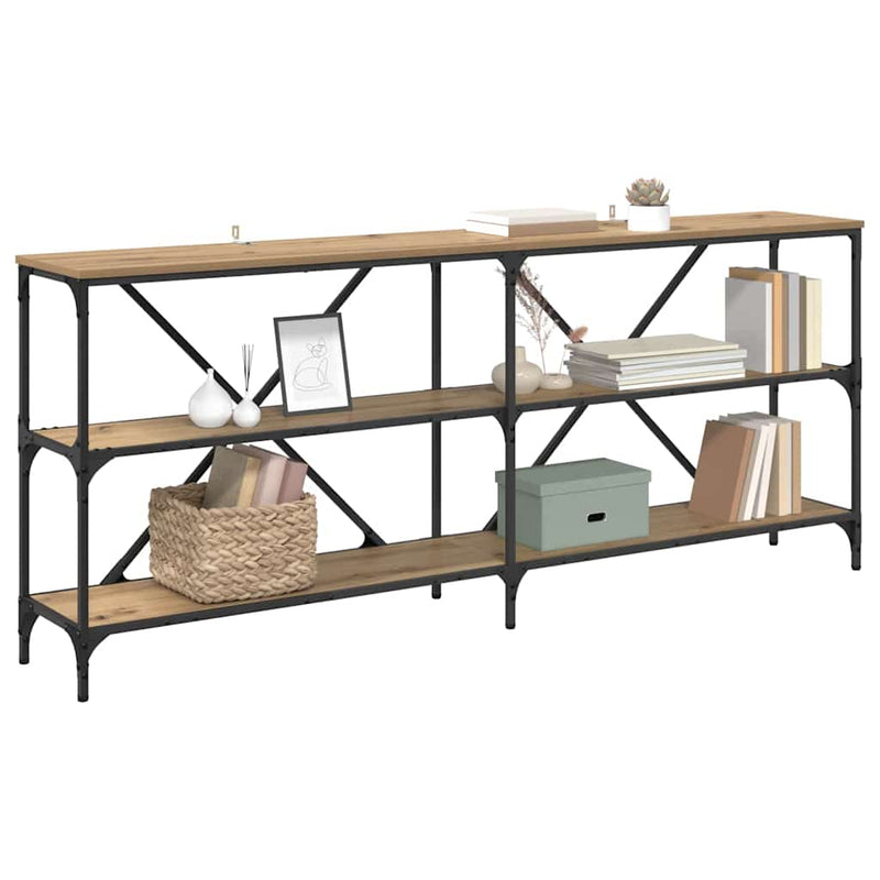 vidaXL Konzolasztal polcokkal Artisan tölgy 180 x 30 x 75 cm Faanyag