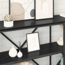 vidaXL Konzolasztal polcokkal Fekete tölgy 180 x 30 x 75 cm Faanyag