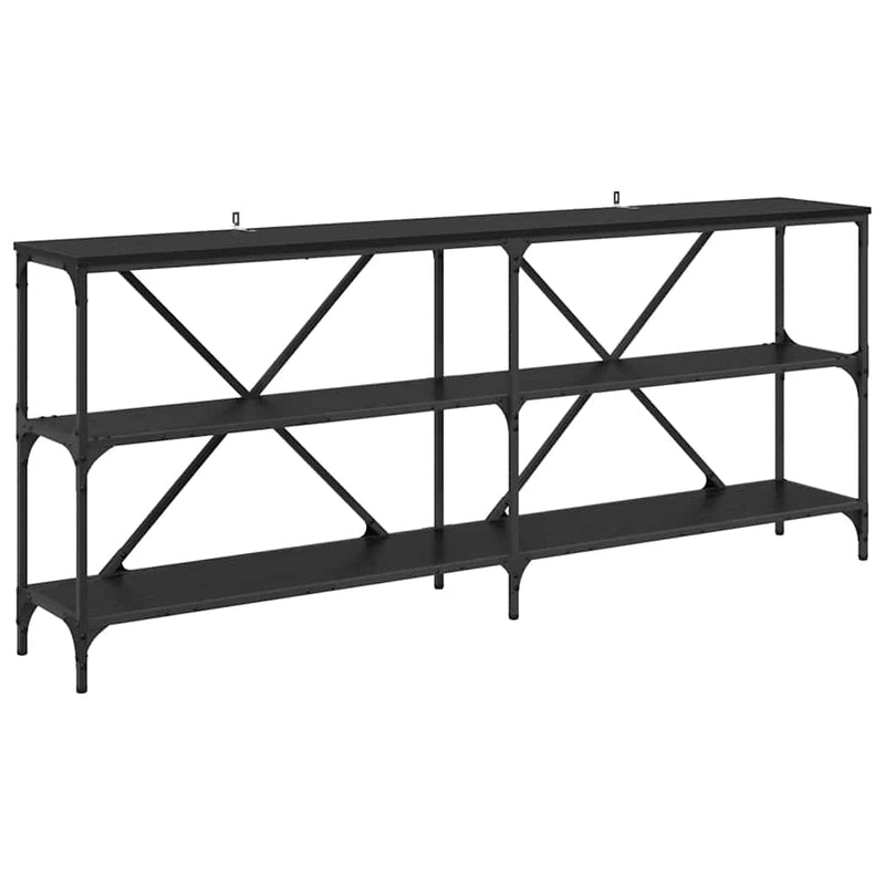 vidaXL Konzolasztal polcokkal Fekete tölgy 180 x 30 x 75 cm Faanyag