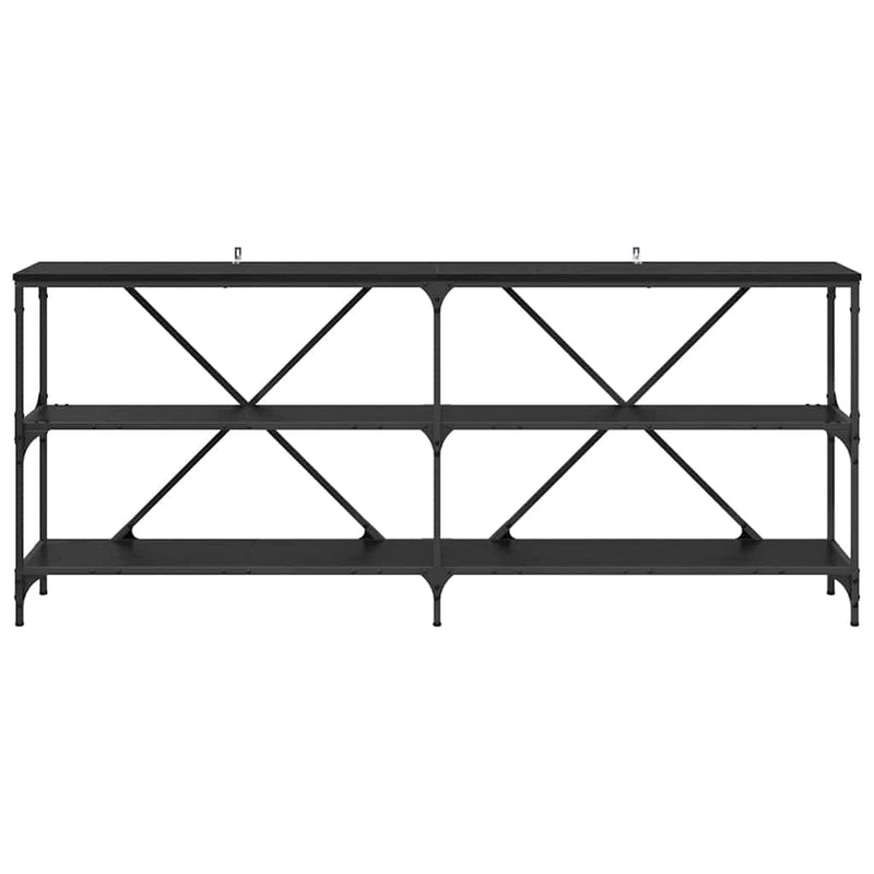 vidaXL Konzolasztal polcokkal Fekete tölgy 180 x 30 x 75 cm Faanyag