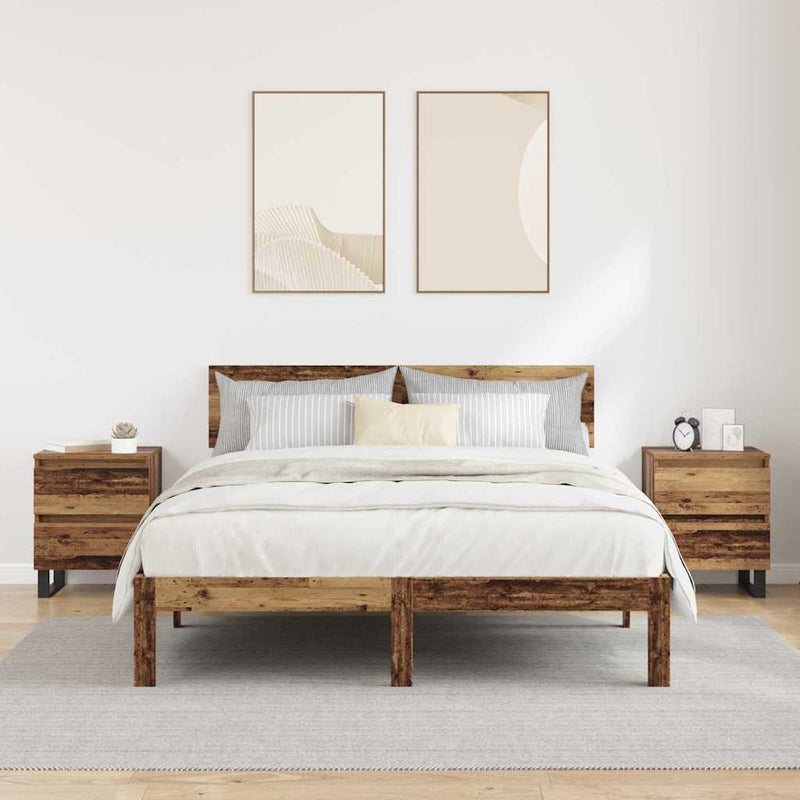 vidaXL Éjjeliszekrény fiókkal 2 pcs Régi fa 40 x 35 x 50 cm Faanyag