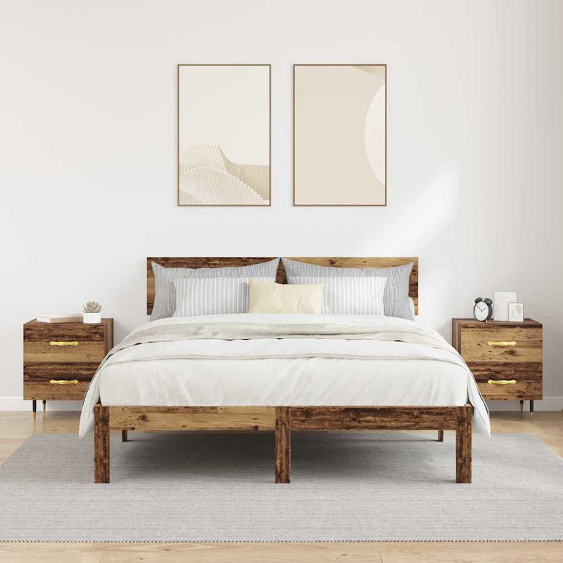 vidaXL Éjjeliszekrény fiókkal 2 pcs Régi fa 40 x 35 x 47.5 cm Faanyag