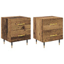 vidaXL Éjjeliszekrény fiókkal 2 pcs Öreg fa 40 x 35 x 47,5 cm Faanyag