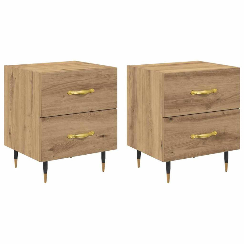 vidaXL Éjjeliszekrény 2 pcs kézműves tölgy 40 x 35 x 47.5 cm Faanyag
