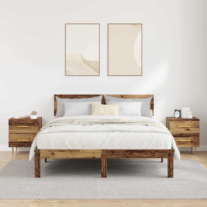 vidaXL Éjjeliszekrény fiókkal 2 pcs Öreg fa 40 x 35 x 47,5 cm Faanyag