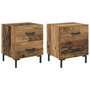 vidaXL Éjjeliszekrény fiókkal 2 pcs Öreg fa 40 x 35 x 47,5 cm Faanyag