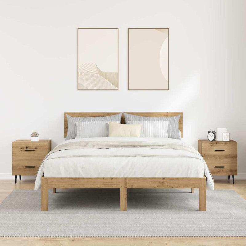 vidaXL Éjjeliszekrény 2 pcs kézműves tölgy 40 x 35 x 47.5 cm Faanyag