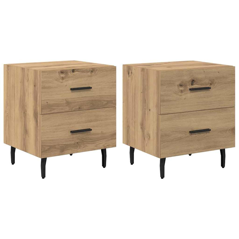 vidaXL Éjjeliszekrény 2 pcs kézműves tölgy 40 x 35 x 47.5 cm Faanyag