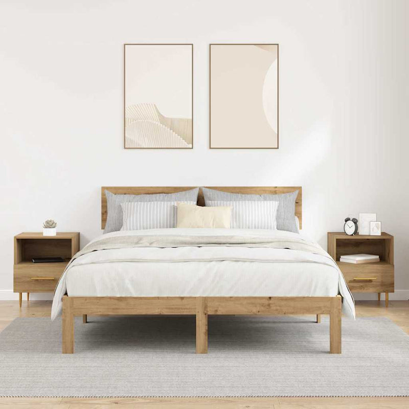 vidaXL Éjjeli asztal fiókkal 2 pcs Barna 40 x 35 x 47.5 cm Faanyag