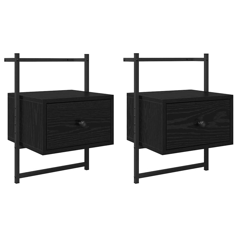 vidaXL Éjjeliszekrény 2 pcs Fekete tölgy 35 x 30 x 51 cm Faanyag
