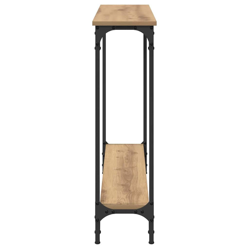 vidaXL Konzolasztal polcokkal Artisan tölgy 101 x 23 x 15,5 cm Faanyag