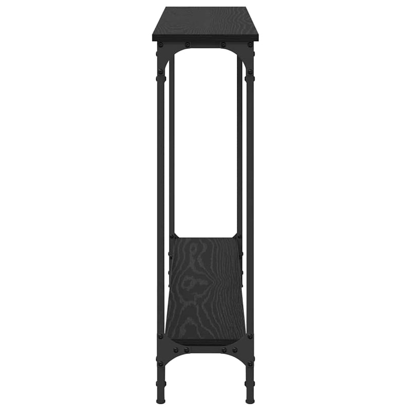 vidaXL Konzolasztal polcokkal Fekete tölgy 102 x 23 x 15,5 cm Faanyag